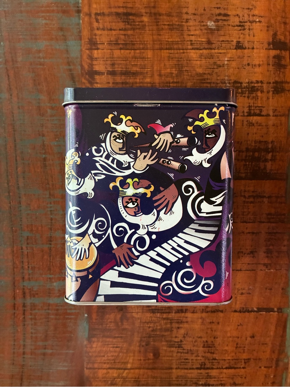 Starbucks Coffee Tin Can Decorative Music Jazz 1997 Purple 6.5" Vintage